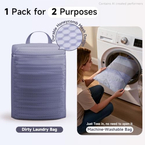 OlarHike Packing Cubes for Travel,Gifts for Women Mom,Anti-Tearing Suitcase Organizer for Luggage with Shoe & Hanging Toiletry Bag,Vacation Essentials & Accessories for Cruise Ship,9 Set,Purple Gray - Image 6