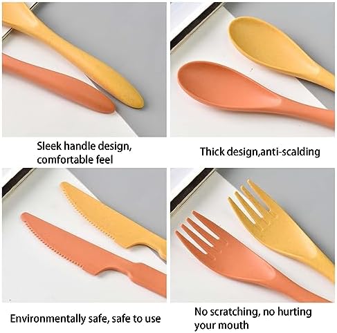 Zoyiancy 5 Sets Wheat Straw Cutlery Set, Reusable Flatware Set for Travel - Image 2