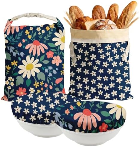 Britimes Reusable Bread Bags Set, Beeswax, XL, Zero Waste, Daisy Retro by Britimes
