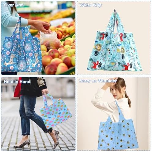 ZooviHyvi Extra Large 50lbs Foldable Reusable Shopping Bags kitchen reusable grocery bags Washable Polyester Bags in Pocket - Image 4