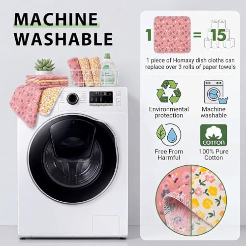 25 Pack Reusable Paper Towels, Washable Cotton Flannel Cleaning Cloths - Image 4
