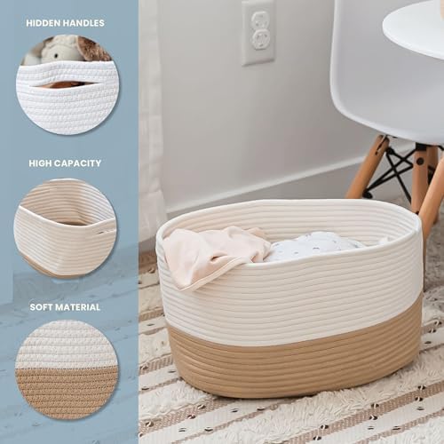 OrganiHaus Cotton Rope Basket for Shelf Storage, 15x9x10 - Image 3
