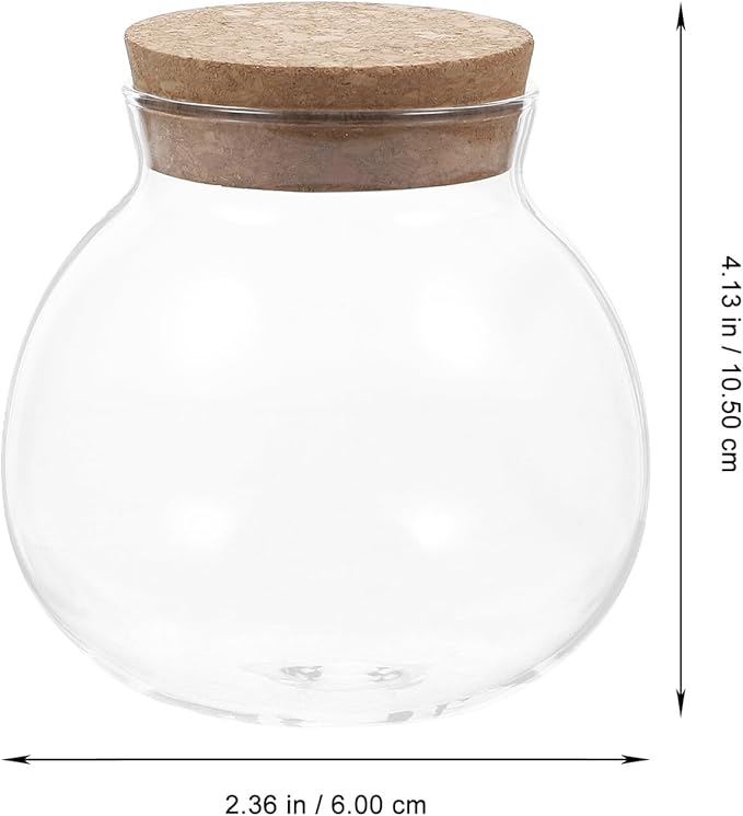 BESPORTBLE 2pcs Airtight Glass Jars with Wooden Cork Lids Spherical Canisters for Food Storage Preserving Freshness of Candy Tea Snacks and Pantry Ingredients