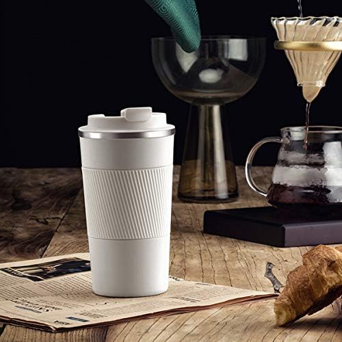 YINJOYI 17oz Travel Coffee Cups Insulated Mug Thermal Tumbler to Go with Lid Leak Proof Reusable Stainless Steel Coffee Mug Spill Proof for Hot and Iced Cold Drinks (White, 510ml) - Image 5