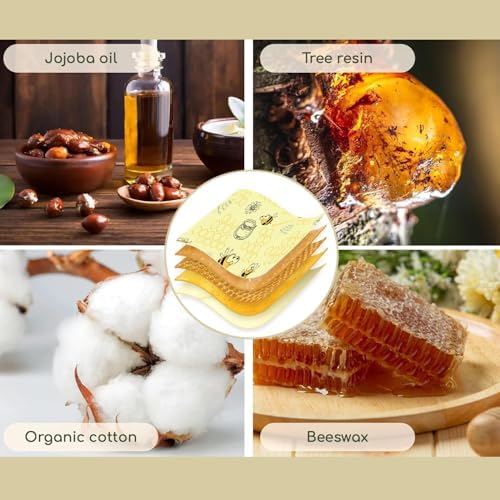 2 PCS Reusable Beeswax Wraps 14 x 13 Inch & 11 x 10 Inch Beeswax Sandwich Wraps for Food Eco-Friendly Sustainable Food Storage Wraps - Image 5