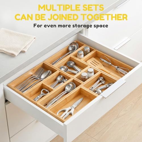 lilLittle Bamboo Drawer Organizer, 8 Pcs Multi Purpose Drawer Organizer Set - Image 6