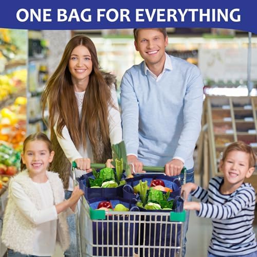 25 Pcs Reusable Tote Bag with Handles Bulk 16.1'' x 6.3'' x 11.8'' Extra Large Non Woven Grocery Shopping Bags for Shop Events Boutiques Retail Store(Navy) - Image 7