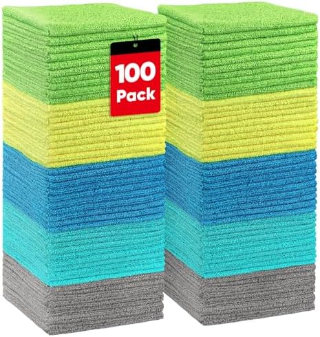 HOMEXCEL Microfiber Cleaning Cloth 100 PK, Towels for Cars, Cleaning Rags by HOMEXCEL