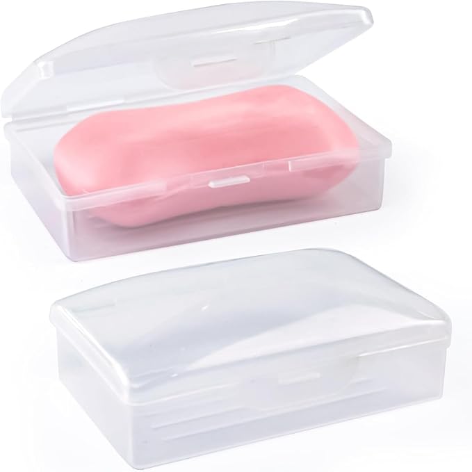 100 Pcs Travel Soap Container Portable Plastic Soap Boxes Bulk with Lid Homeless Donations Bulk Gym Shower Tour Groups Hotel Outdoor Camping (White)