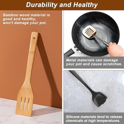 Eisinly 7-Piece Wooden Cooking Spoons, Polished Bamboo Utensil Set - Image 6