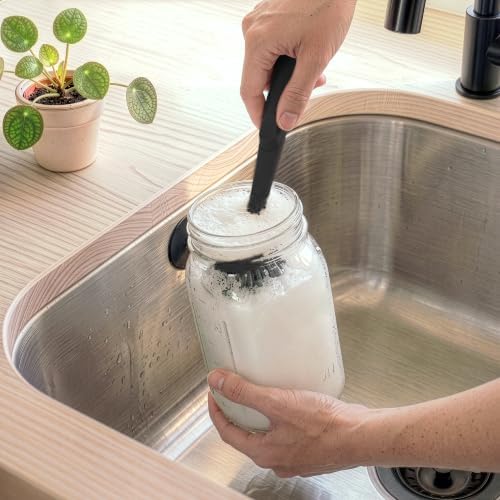 Earth & Mango Magnetic Dish Brush & Scraper, Snaps to Sink, Onyx Black - Image 6
