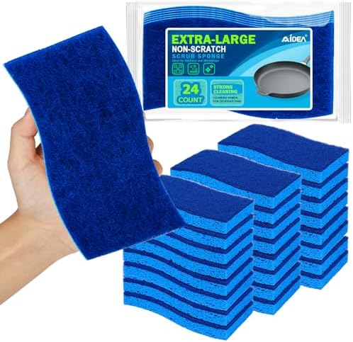 AIDEA XL Sponges Kitchen 24Count, Non-Scratch Scrub Sponges for Dishes by AIDEAHOME