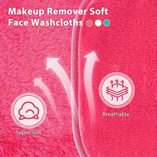 Makeup Remover Cloth, 6" x 6" Make Up Towels Reusable Face Cloth for Washing Face, Makeup Remover Pads Microfiber Face Washcloth with Mesh Bag, Just Water, 12 Pack - Image 3