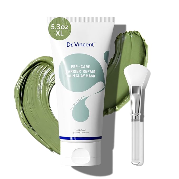 Deep Cleansing Green Clay Mask for Face, Kaolin Clay Masks Blackheads and Pores with Mung Bean for Soothing Oil Control, Mud Mask with Brush for All Skin Types（5.3 oz）