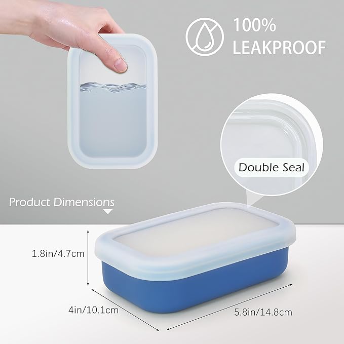 Enhanced Leakproof Travel Soap Case,Shatter-Proof & Slip-Resistant Silicone Shampoo Bar Holder, Large Bar Soap Container with Draining Layer-Soap Saver Pad (Clear&Blue)