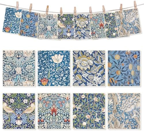 8 Pcs Foliage Swedish Dishcloths Vintage Blue Floral, 7 x 8 Inch by Unknown