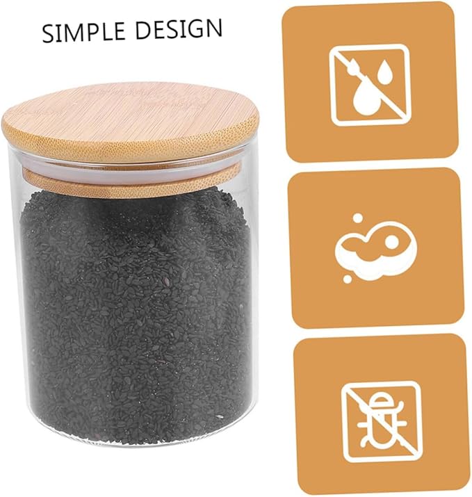 Uonlytech 3 Pcs Glass Storage Jars with Wooden Lids Airtight Multipurpose Canisters for Tea Snacks Nuts Dried Fruits Kitchen Pantry Containers