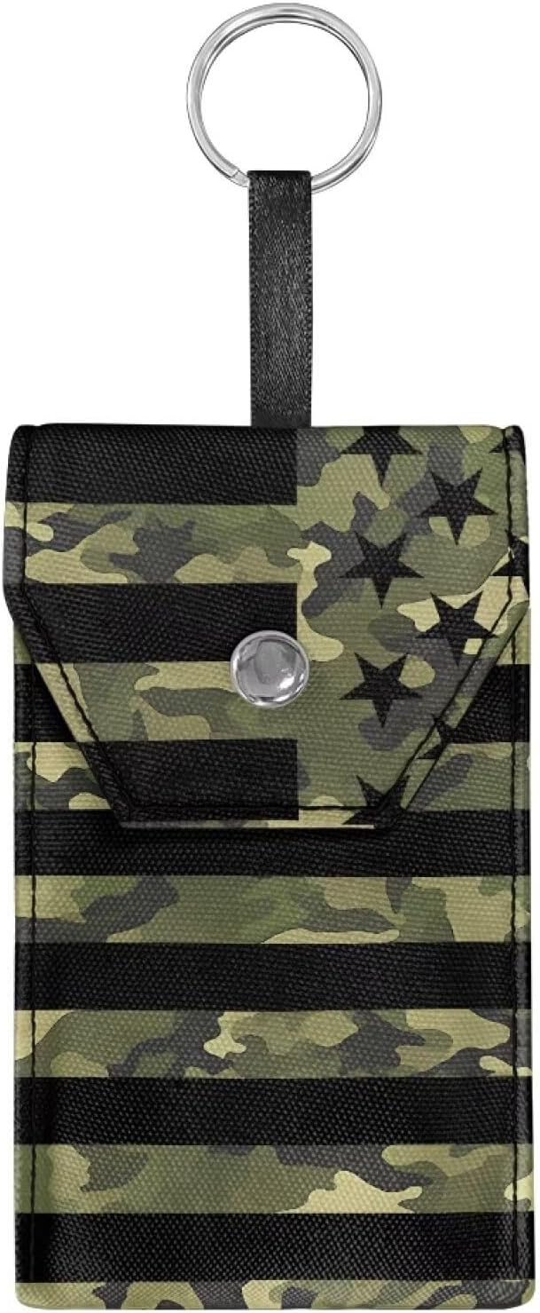 Purse Tissue Packs Tissue Holder with Hanging Rope Portable Pocket Tissue Holder Snap Button Enclosed Travel Tissue Packs for Coins Camo American Flag