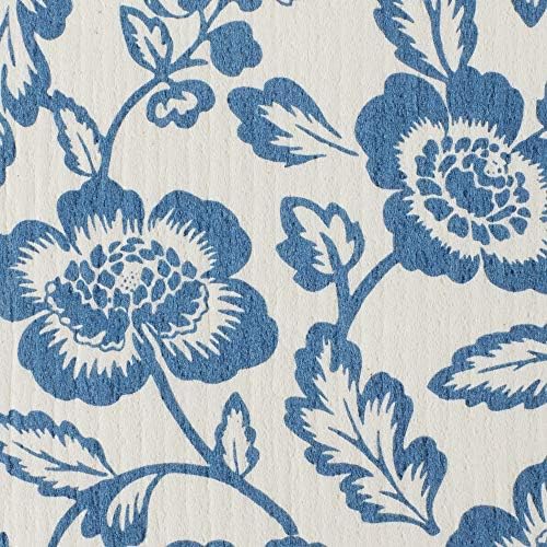 DII Swedish Dishcloths for Kitchen & Cleaning, Reusable, Machine Washable & Dishwasher Safe, Biodegradable, 7.75 x 6.75, Blue Floral, 3 Piece - Image 2
