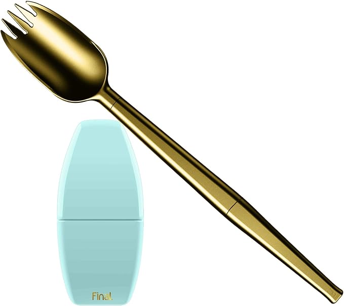 FinalSpork Collapsible, Reusable Metal Spork with Travel Case | Pocket-Sized | Stainless Steel & Platinum Grade Silicone | Eco-Friendly | Assorted Colors