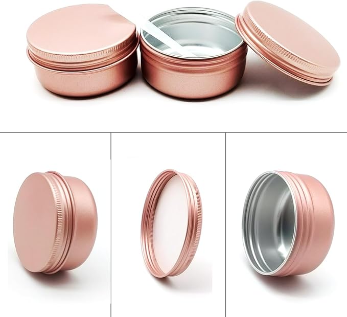 10pack 50ml Aluminum Tin, 50 Gram Travel Size Container Leak Proof Cosmetic Jars, 50g Small Makeup Round Screw Lids Cans for Cosmetic, Salves, Lip Balms, Toner, Cream, Candle, Tea, Wax, Pink