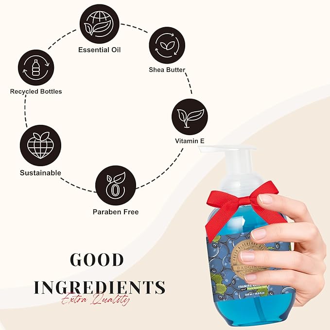 Foaming Hand Soap with Epsom Salt Collection 10.8 Fl Oz Each (5-Pack) Deep Moisture Gift Set with Shea Butter & Essential Oil Skin Cleanser Set Moisturizing Gift Sets for Christmas, Birthday Gift
