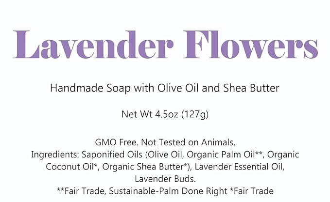 3 Pk Lavender Flowers Organic Soap Bars, Handmade in USA, Natural & Cruelty Free (3 Pack, Lavender Flowers)