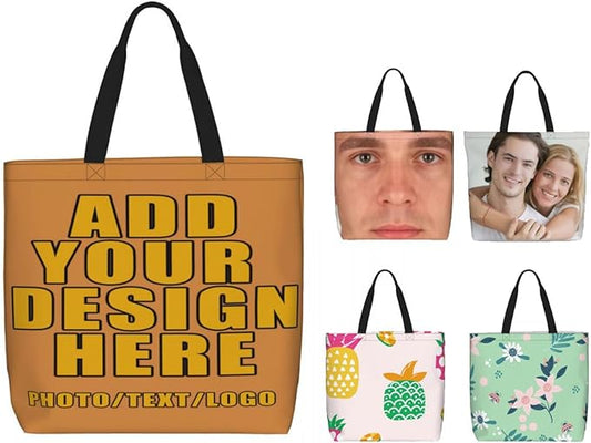 Custom Large Black Tote Bag With Pocket Extra Large Reusable Grocery Bags