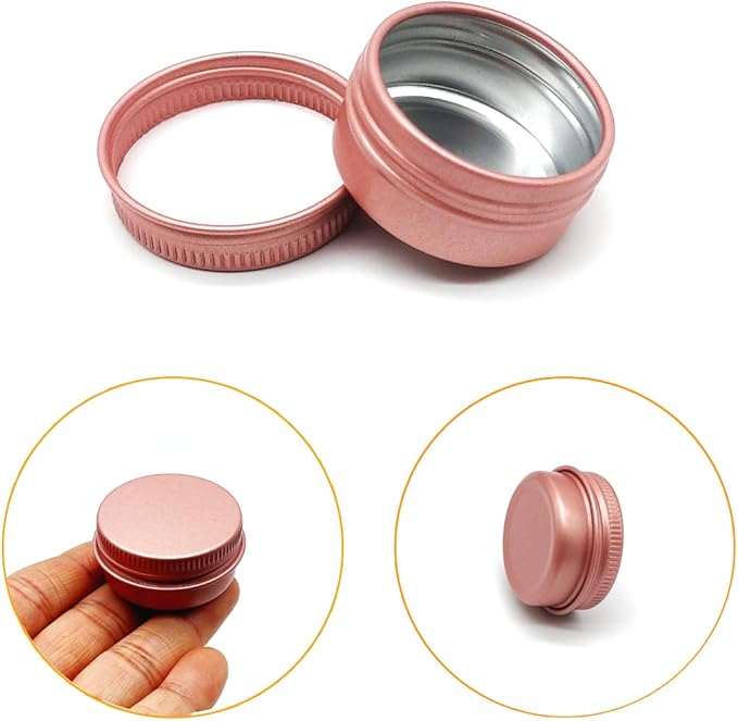 10ml Aluminum Tin Jar, 1/3 oz Makeup Container, 10g Cans Screw up Lid Small Round Container Bottle for Cosmetics, Lip Balm Scrub Cream Toner Candle Tea Beads, 24 Pack Travel Tins, Matte-Pink
