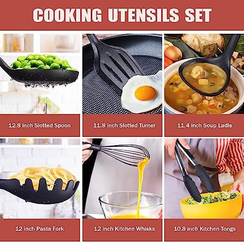RAXCO Kitchen Utensils Set,18-Piece Cooking Utensils and Knife Set,Black - Image 3