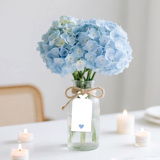 joycraft 100Pcs Gift Tags with String, 4x2 in White Gift Wrapping Tags with Blue Heart, Blank Party Favor Labels for Birthday, Baby Shower, Wedding, Bridal Shower