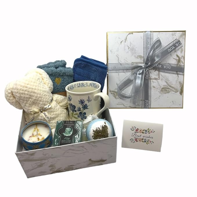 Spa Gift Baskets for Women,Luxury Self Care Gifts for Mom,Get Well Soon Gifts for Friend,Thank You Relaxing Box Gifts for Women 20th,30th,40th,50th,60th 70th 75th Birthday,Anniversary