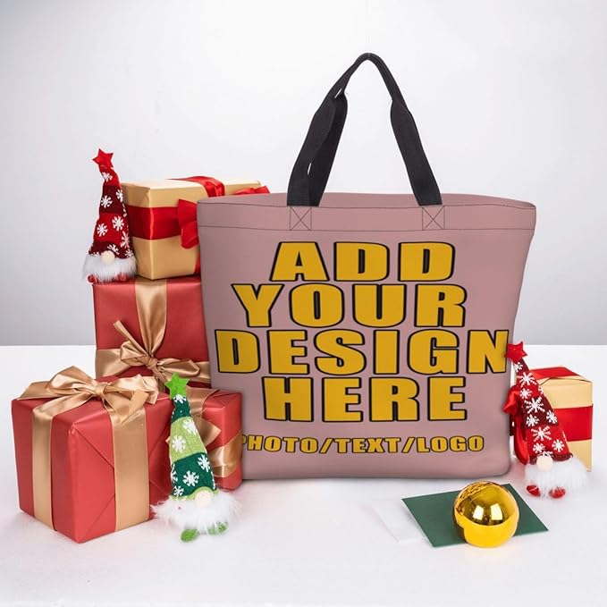 Custom Large Black Tote Bag With Pocket Extra Large Reusable Grocery Bags