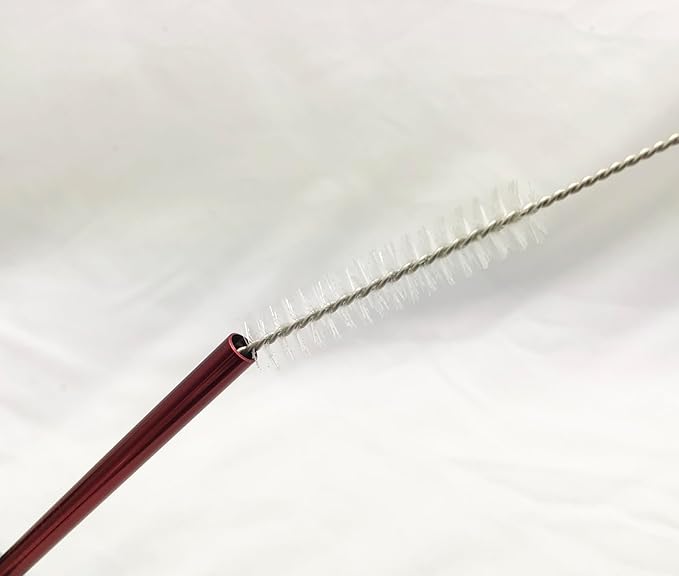 10 Pcs Stainless Steel Straws, Reusable Drinking Straws, 5 Straight + 5 Bent Metal Straws Set With 2 Pcs Cleaning Brushes (Red, 8.5 Inch)