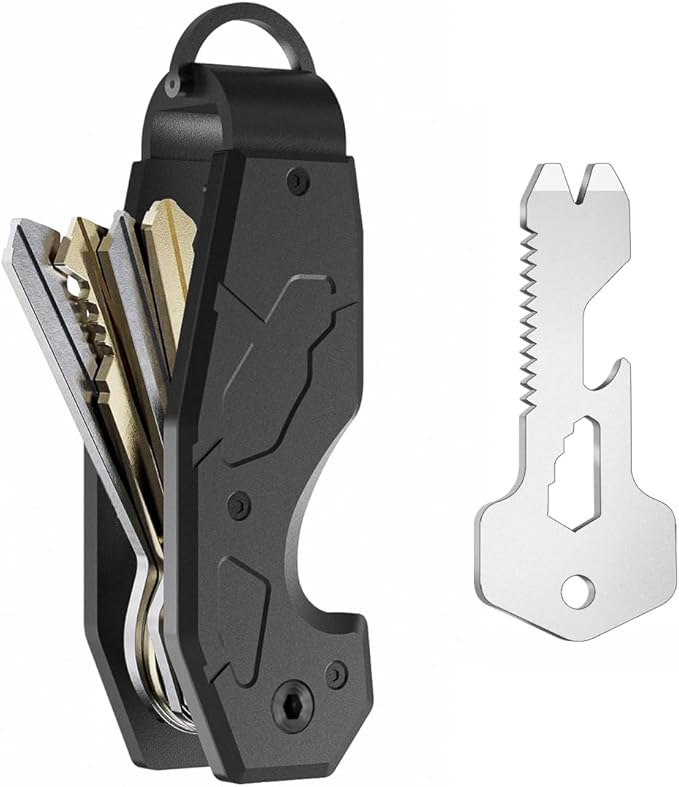 Compact Metal Aluminum Key Organizer, Minimalist Innovative Keyholder-Car Key Chain, Smart KeyChains Key Case up to 6 Keys