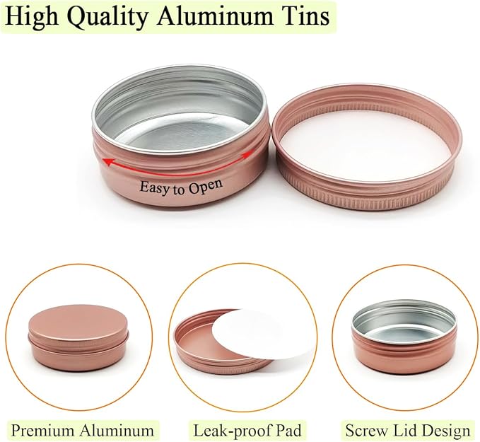 12pcs 1oz 30ml Aluminum Tin Jar, 30g Refillable Makeup Container, 30 Gram Screw Lid Round Can Sample Pot Travel for Cosmetic DIY Handmade Lip Balm Cream Salve Toner Candle Paint, Matte-Pink