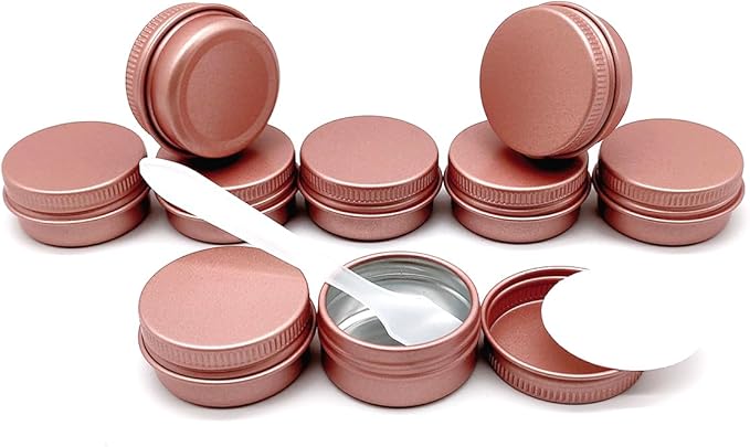 10ml Aluminum Tin Jar, 1/3 oz Makeup Container, 10g Cans Screw up Lid Small Round Container Bottle for Cosmetics, Lip Balm Scrub Cream Toner Candle Tea Beads, 24 Pack Travel Tins, Matte-Pink