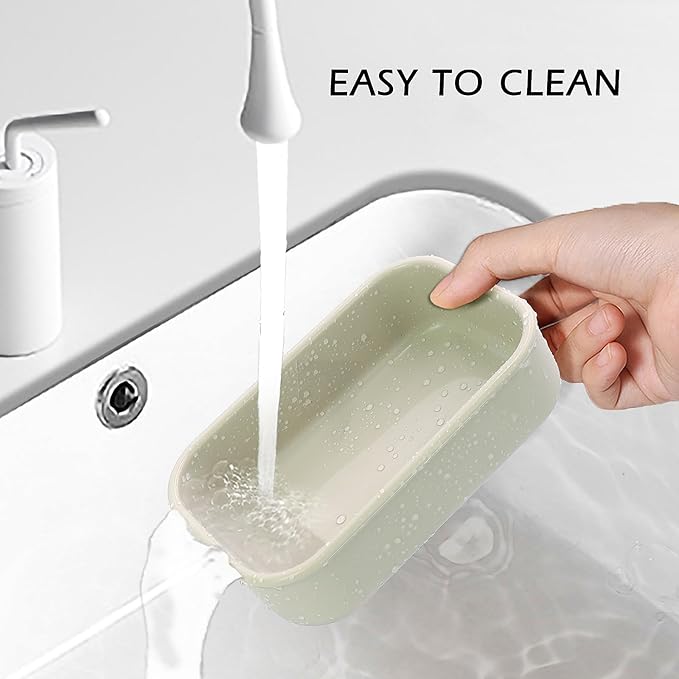 Enhanced Leak Proof Travel Soap Case,Shatterproof Silicone Soap Holder for Traveling, Shampoo and Conditioner Bars Dish with Slip Soap Saver Pad,Portable Soap Box (Offwhite&Offwhite)