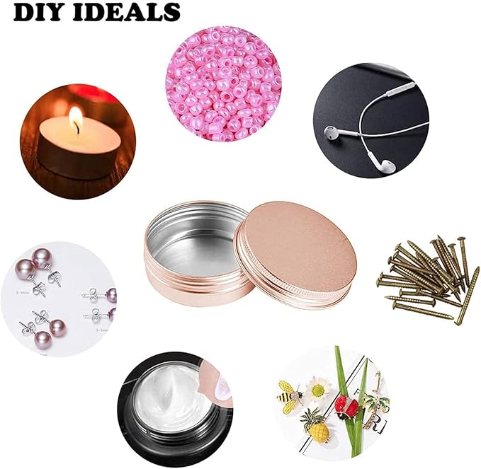 4 Ounce Aluminum Tin Jar with Screw Cap 120mL Tin Cans Refillable Containers for Cosmetic, Lip Balm, Cream, Lotion, Balms, Spices, Salve, Rose Gold 40 Pcs