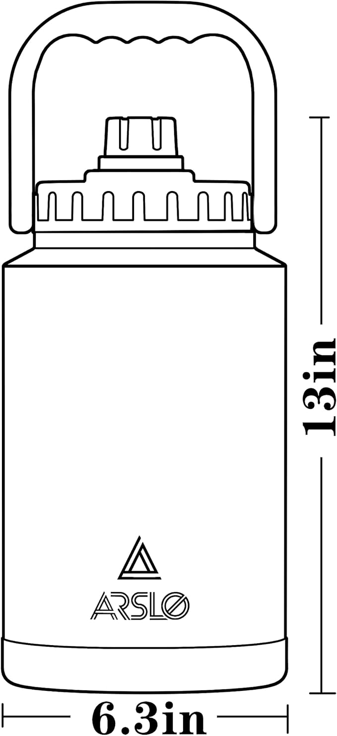 large Insulated Water Jug With Handle, One Gallon Insulated Water Bottle, 1 Gallon Stainless Steel Water Jug, Silver, 128 oz, 1 Count (Pack of 1)
