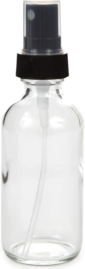 Vivaplex, 6, Clear, 2 oz Glass Bottles, with Black Fine Mist Sprayers