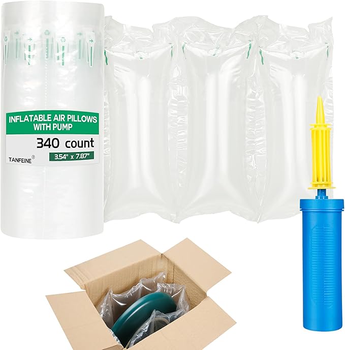 Air Pillows for Shipping - 3.54" x 7.87" Inflatable Packaging Air Bags with Pump, 340 Count Recyclable Box Filler Alternative Packing Peanuts Purse Stuffers for Shape - Better Shipping Protection