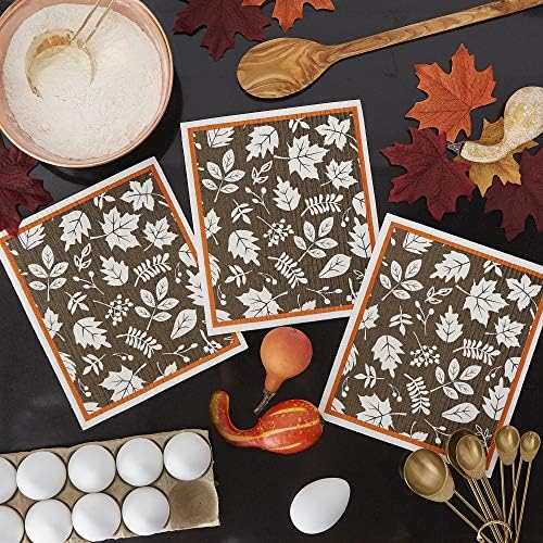 DII Swedish Dishcloths for Kitchen & Cleaning, Reusable, Machine Washable & Dishwasher Safe, Biodegradable, 7.75 x 6.75, It's Fall Y'all, 3 Piece - Image 4