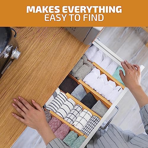 Bambüsi 4-Pack Drawer Divider - 2.6" High, 16" to 22" Adjustable Bamboo Drawer Organizers for Clothes, Expandable Dresser Separators in Bedroom/Bathroom/Kitchen/Office Organization and Storage - Image 4