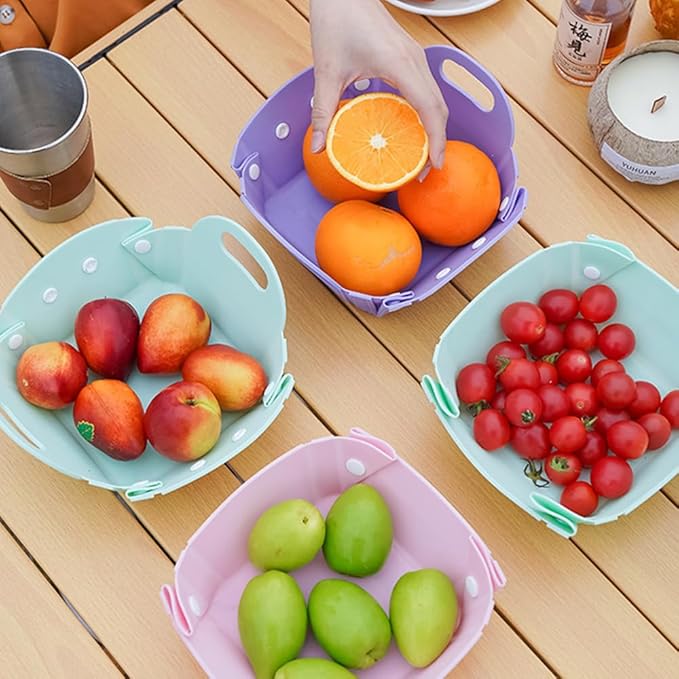 Collapsible Camping Bowl,Silicone Bowl Portable Camping Tableware,Free Folding Plate with Handle,Space Saving Camping Essentials Outdoor,RV,2 Pieces