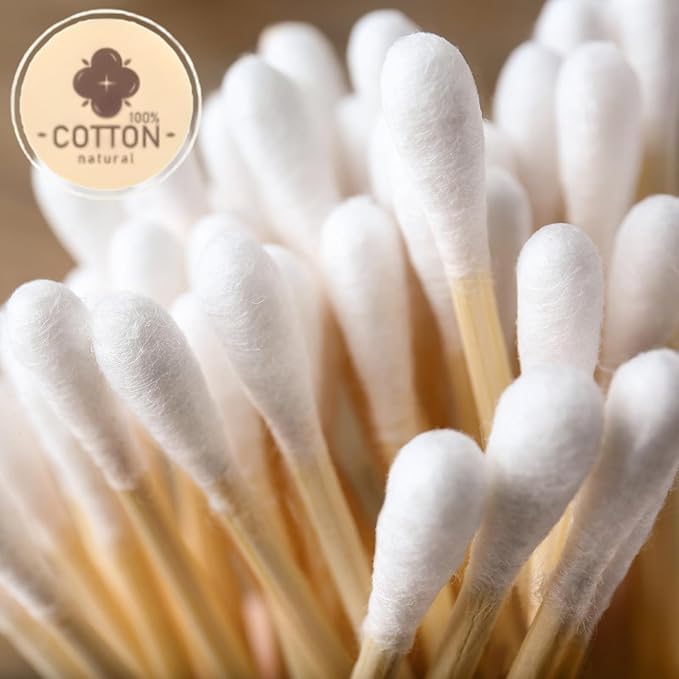 1000 Count Bamboo Cotton Swabs for Hygiene and Beauty Care – Double-Tipped, Biodegradable & Organic Cotton Buds | Eco-Friendly Natural Sticks for Ear Cleaning, Makeup, Pet Care & Ointment Application