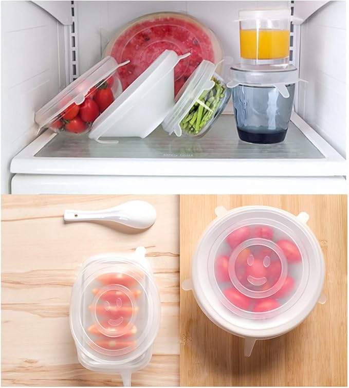 24 Pieces Silicone Stretch Lids Reusable Expandable Silicone Can Lids Round Elastic Container Lids Food Storage Covers for Cups, Mugs, Soda, Small Bowl Fruits, Canning (2.6'' Diameter)
