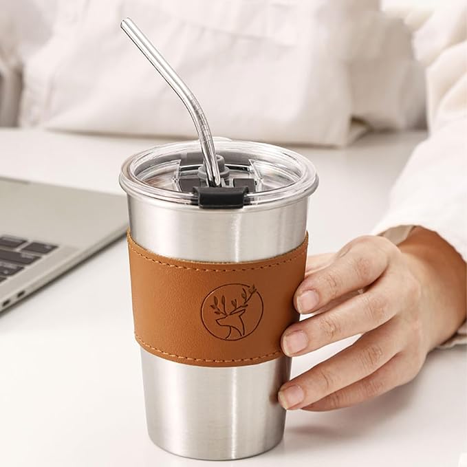 Reusable Straw Compatible for Stanley 40oz Tumbler Metal Stainless Steel Straws,Fit for 40oz Stanley Cup Tumbler,2 Straight + 2 Curved Reusable Straws with Cleaning Brush