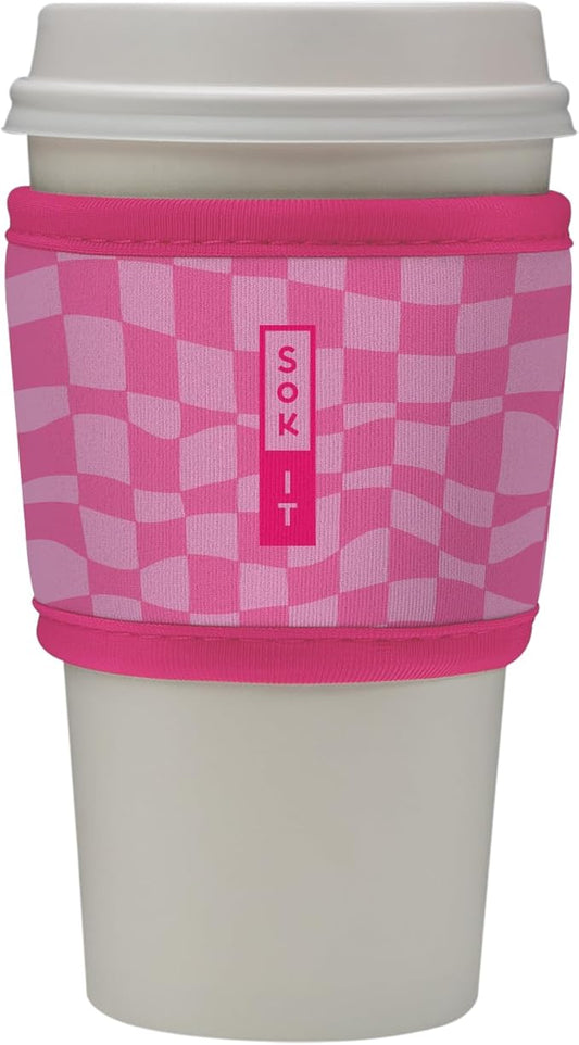 Sok It HotSok Coffee & Tea Reusable Insulated Neoprene Cup Sleeve (Pink Grand Prix)