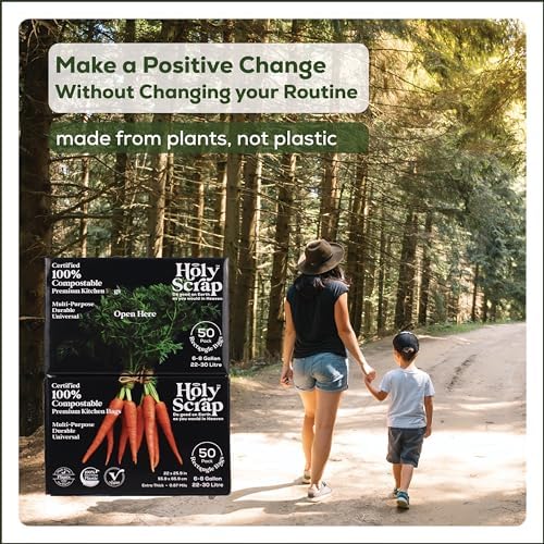 Medium Compostable Trash Bags - 6-8 Gallon, 100 Pack | Odorless, Plastic-Free & Decomposing Kitchen, Bathroom & Countertop Garbage Bag & Liners | Thick Bin Bags for Green & Food Waste - Image 6